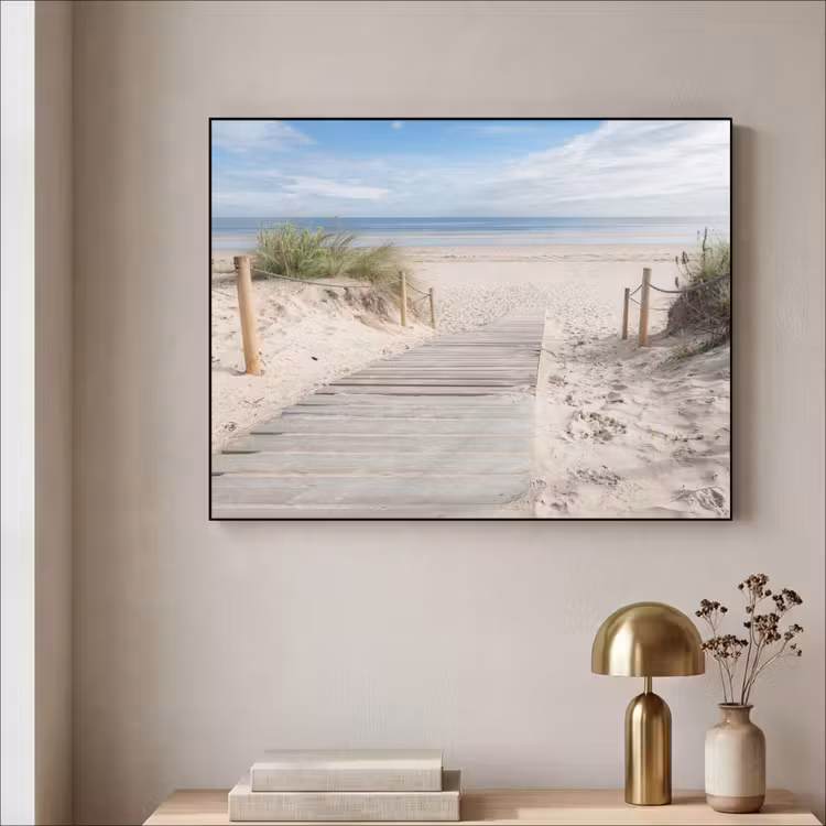 Strand - Pad - Duinen - Zee - Zomer Textielframe zwart klein -sfeer2