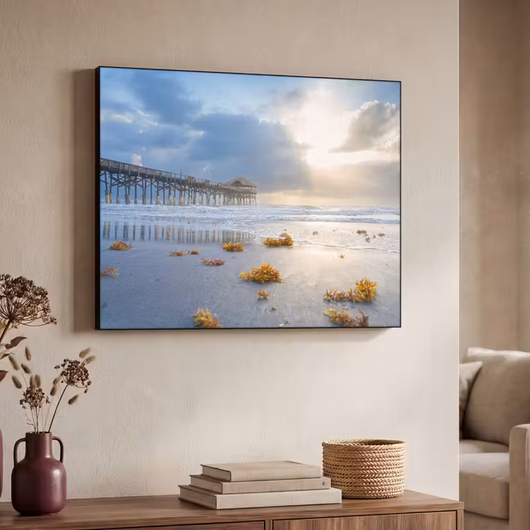 Strand - Pier - Zeewier - Zee - Zomer Textielframe zwart klein -sfeer3