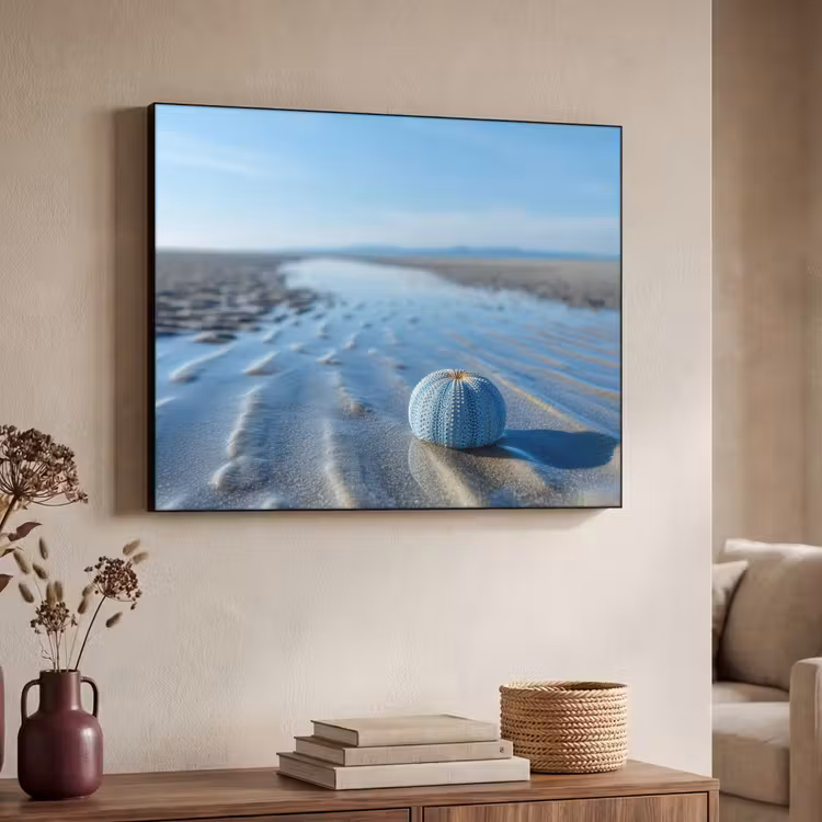 Strand - Schild - Water - Blauw Textielframe - compleet frame klein -sfeer3