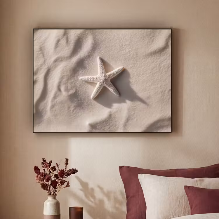 Strand - Zeester - Zand - Beige Textielframe - compleet frame klein -sfeer1