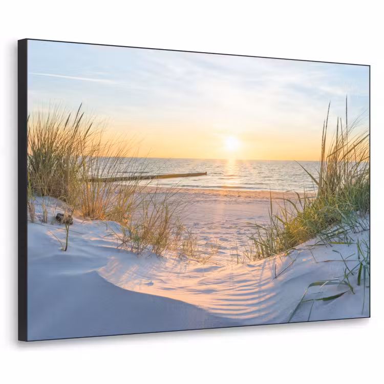 Strand - Zon - Duin - Gras - Zand - Horizon Textielframe zwart klein -3d