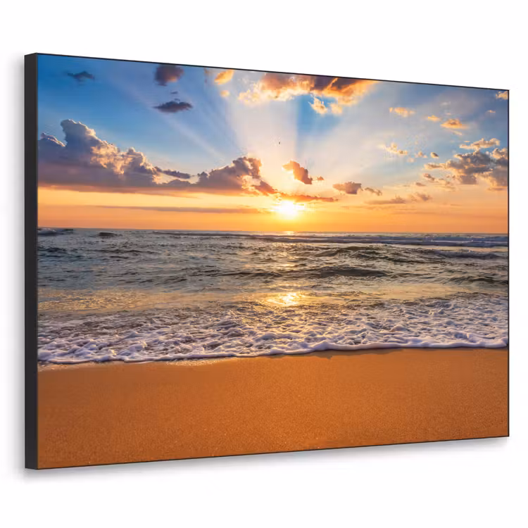 Strand - Zonsondergang - Zee - Wolken - Horizon Textielframe zwart klein -3d