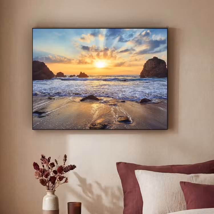 Strand - Zonsondergang - Natuur - Zee - Landschap Textielframe - compleet frame klein -sfeer1