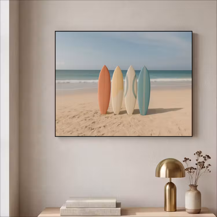 Strand - Surfbord - Pastel Textielframe - compleet frame klein -sfeer2