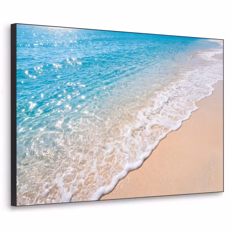 Strand - Water - Natuur - Blauw - Beige Textielframe zwart klein -3d