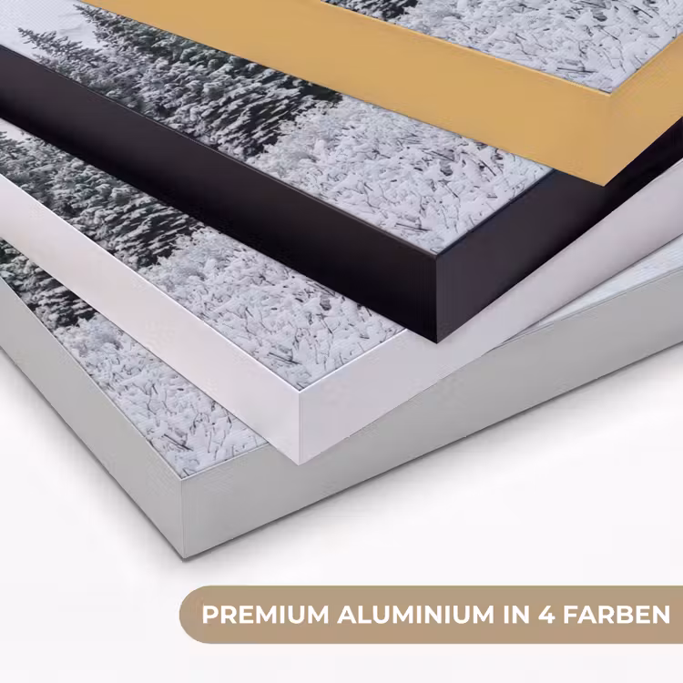 Weg - Bergen - Sneeuw - Naaldbos - Avontuurlijk Textielframe zwart klein -USP_kleurenDE