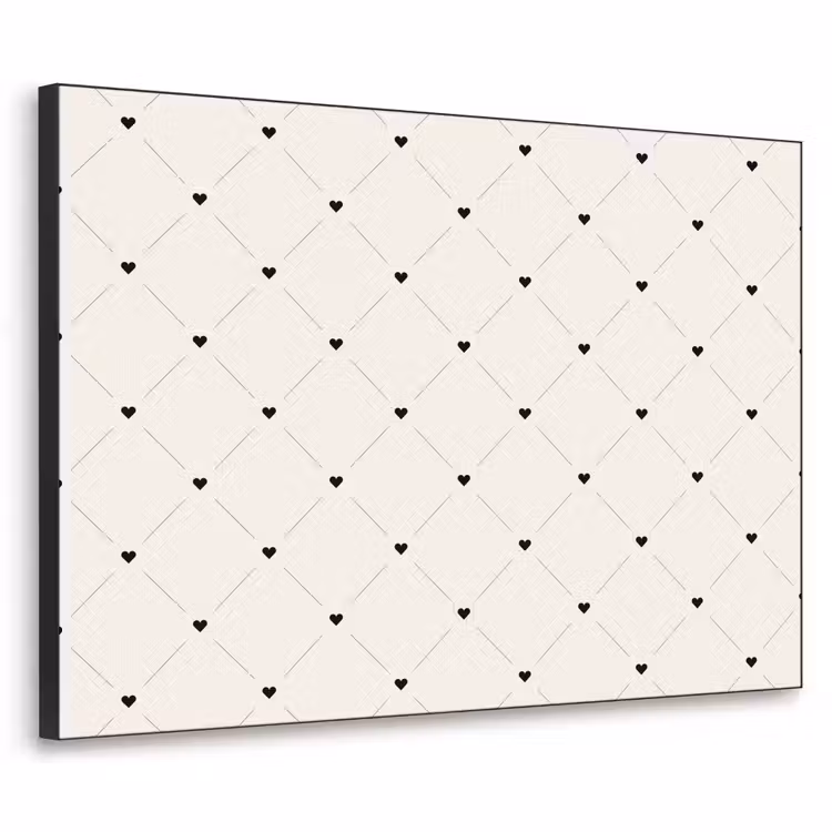 Streep - Hart - Wit - Zwart Textielframe zwart klein 947 -3d