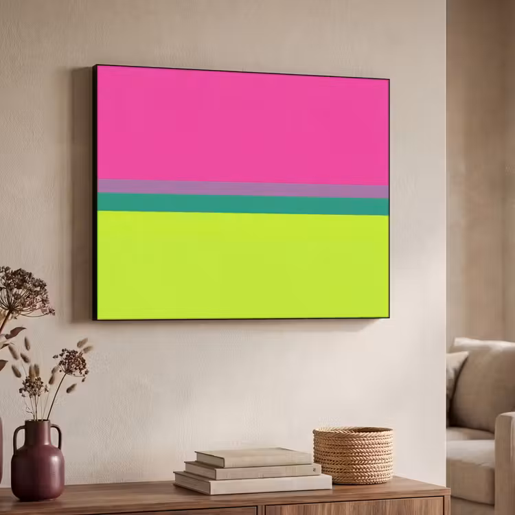 Art Frame - Streifen - Modern - Farbenfroh - Strepen - Modern - Kleurrijk Textielframe zwart klein