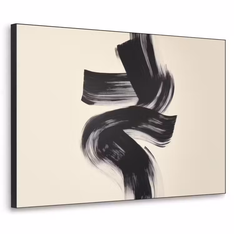 Strepen - Zwart - Abstract Textielframe zwart klein -3d