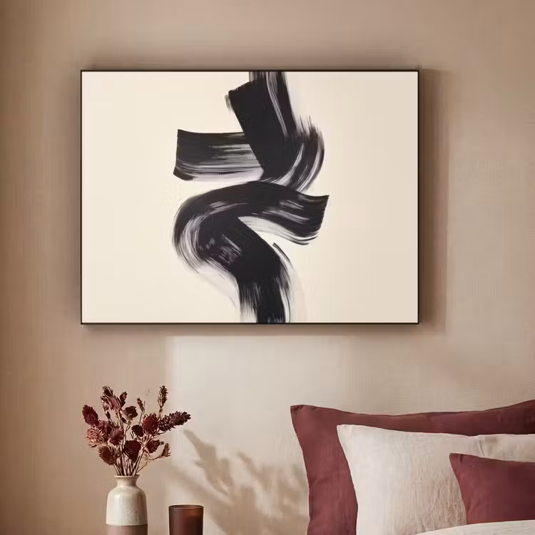 Strepen - Zwart - Abstract Textielframe - compleet frame klein -sfeer1