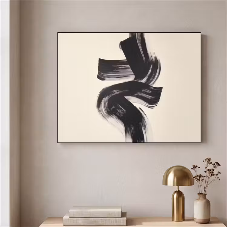 Strepen - Zwart - Abstract Textielframe zwart klein -sfeer2
