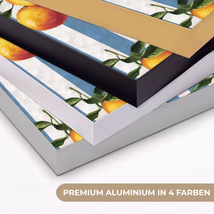 Strepen - Citroen - Blauw Textielframe zwart klein 947 -USP_kleurenDE