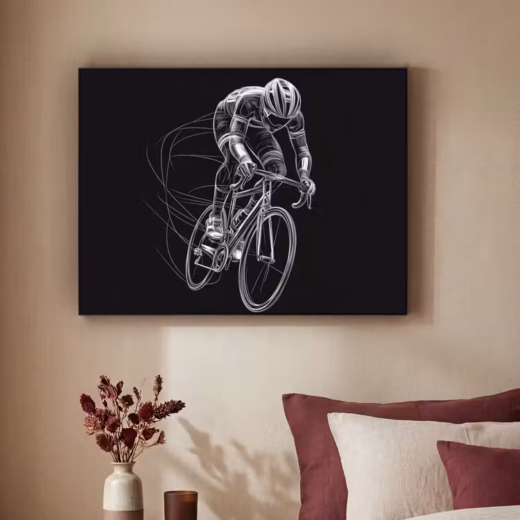 Lijntekening - Wit - Wielrennen - Snelheid Textielframe - compleet frame klein -sfeer1
