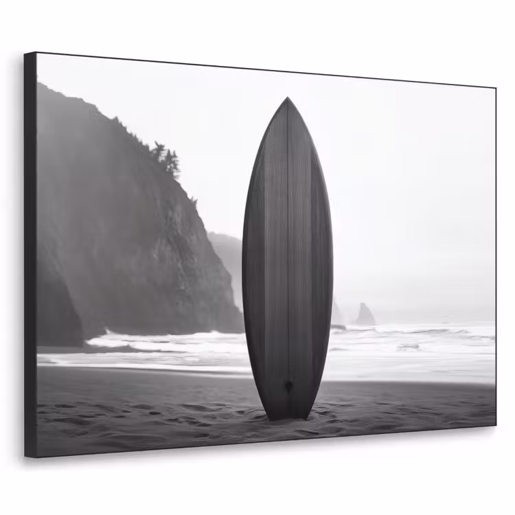 Surfplank - Zand - Zee Textielframe zwart klein -3d