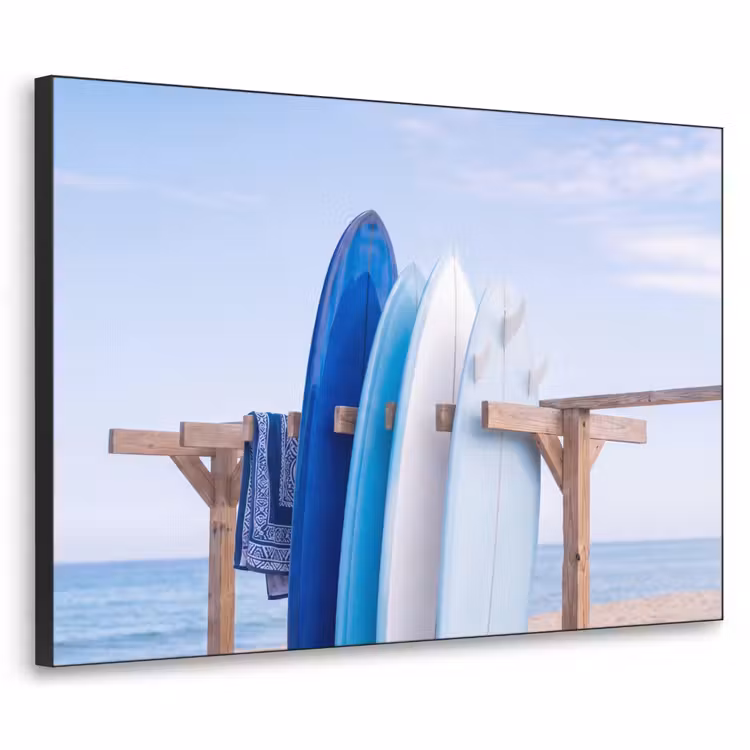 Surfplank - Strand - Zomer - Blauw - Water Textielframe zwart klein -3d