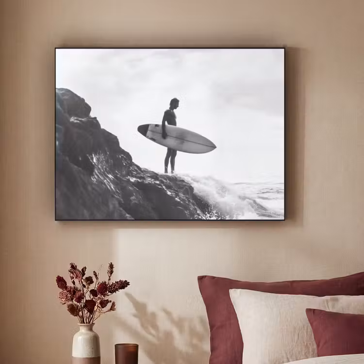 Surfer - Rots - Oceaan - Golven Textielframe - compleet frame klein -sfeer1