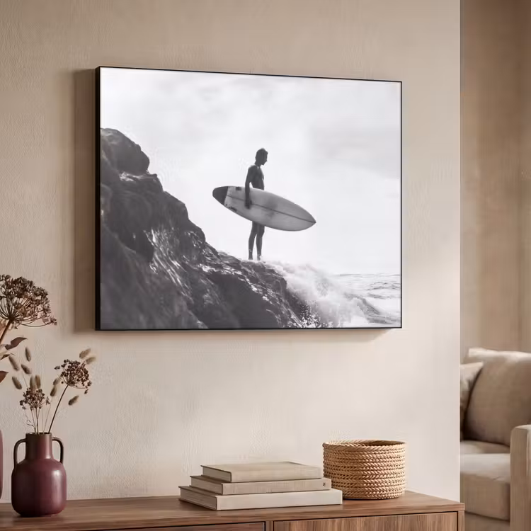 Surfer - Rots - Oceaan - Golven Textielframe - compleet frame klein -sfeer3