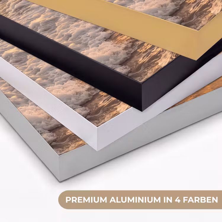 Surfer - Strand - Zonsondergang - Oceaan - Goud Textielframe zwart klein -USP_kleurenDE