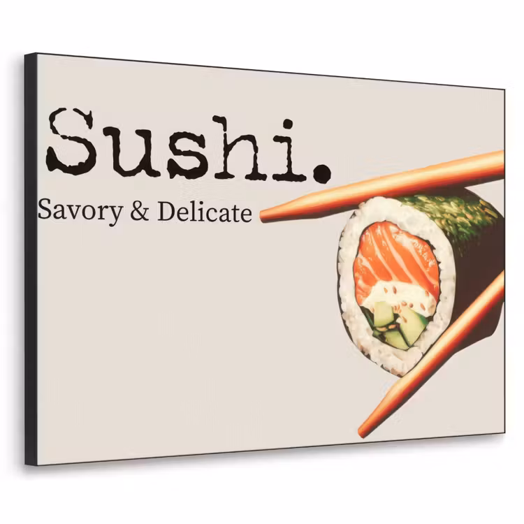 Sushi - Zalm - Rijst - Japans Textielframe zwart klein -3d