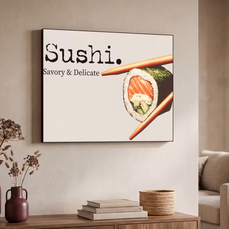 Sushi - Zalm - Rijst - Japans Textielframe - compleet frame klein -sfeer3
