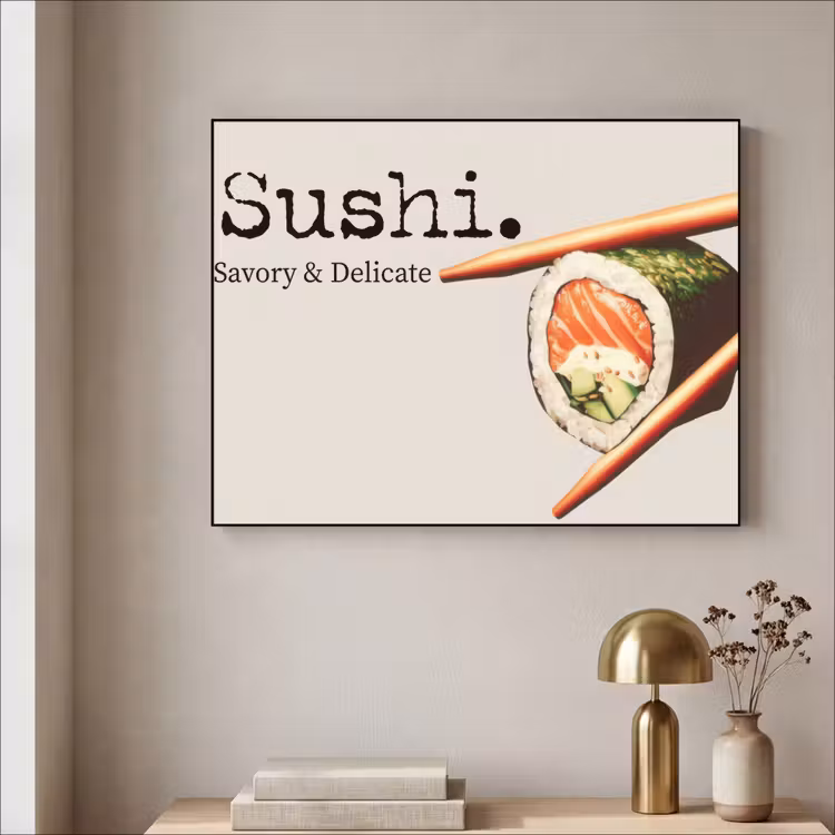 Sushi - Zalm - Rijst - Japans Textielframe - compleet frame klein -sfeer2