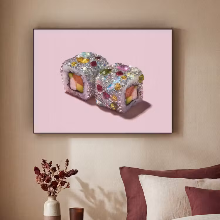 Sushi - Rolletjes - Steentjes - Kleurrijk Textielframe - compleet frame klein -sfeer1