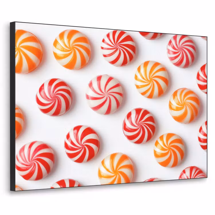 Snoep - Patroon - Rood - Oranje Textielframe - compleet frame klein -3d