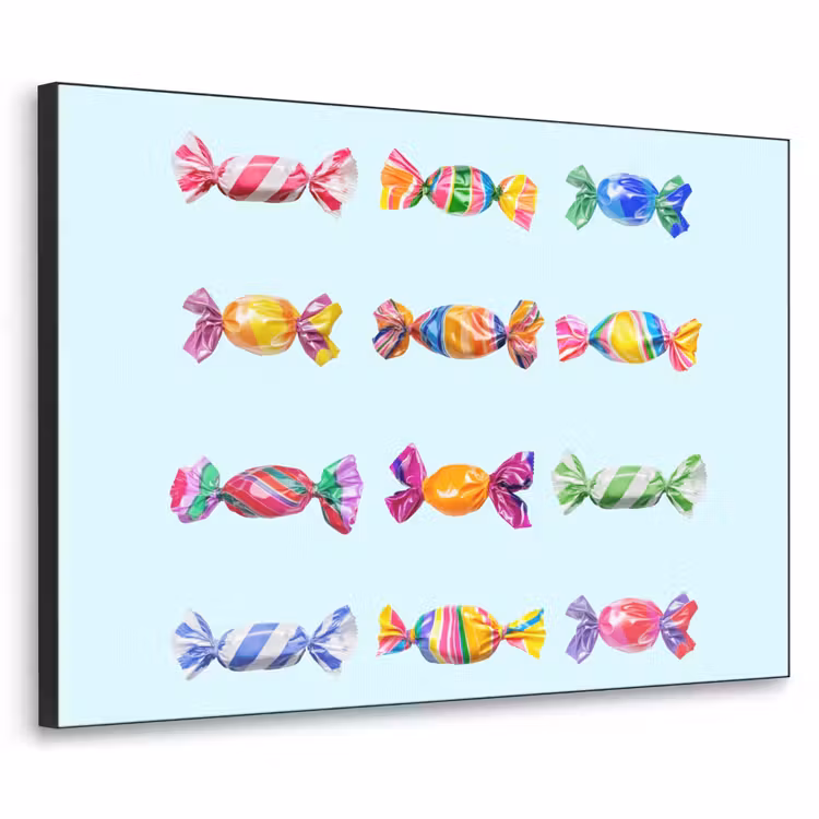 Snoepjes - Realistisch - Kleurrijk Textielframe zwart klein -3d