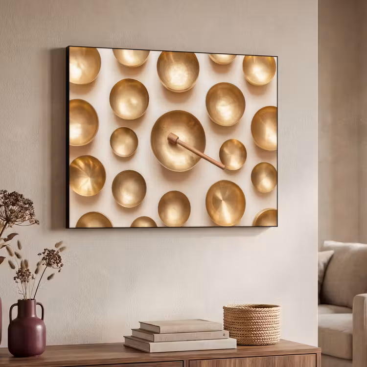 Symmetrisch - Goud - Brons - Balans Textielframe - compleet frame klein -sfeer3