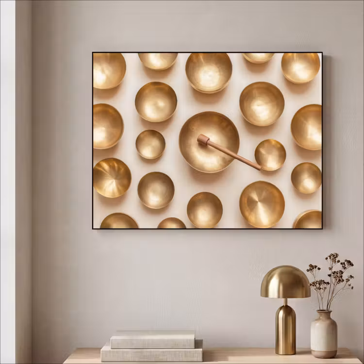 Symmetrisch - Goud - Brons - Balans Textielframe - compleet frame klein -sfeer2