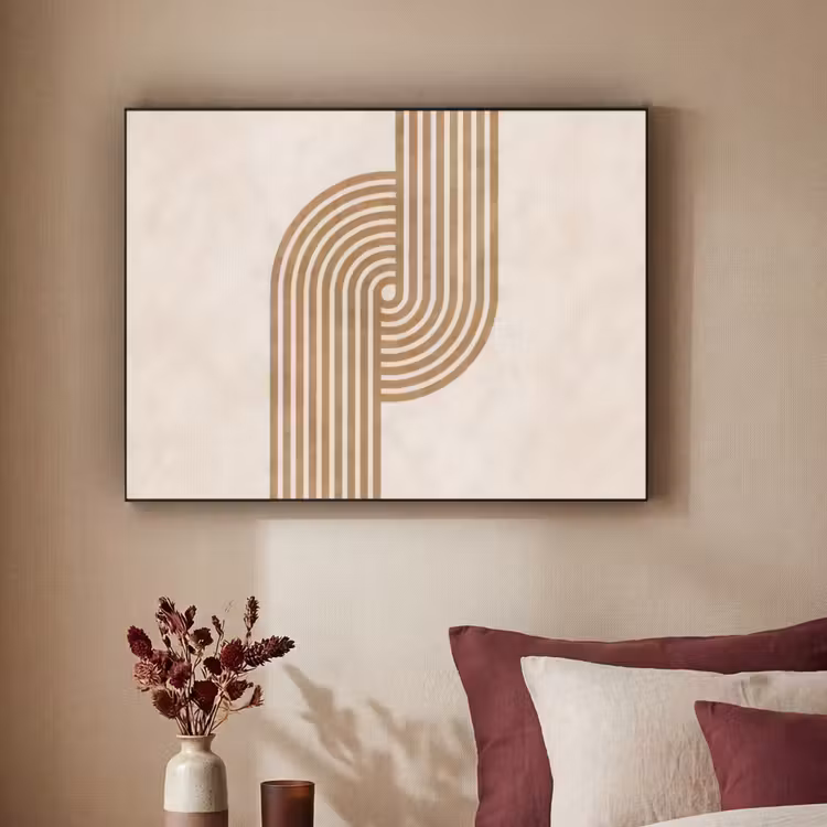 Symmetrische bocht - Koperkleurig Textielframe zwart klein -sfeer1