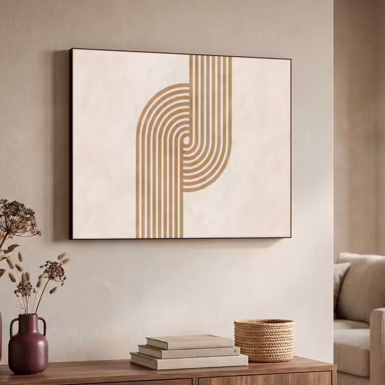 Symmetrische bocht - Koperkleurig Textielframe zwart klein -sfeer3