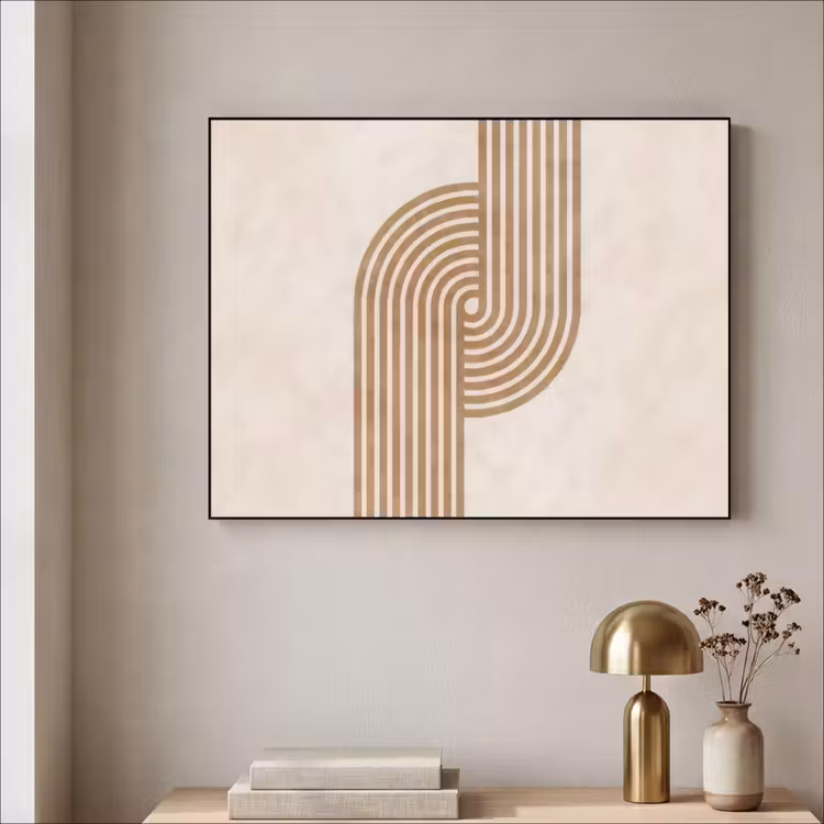 Symmetrische bocht - Koperkleurig Textielframe - compleet frame klein -sfeer2