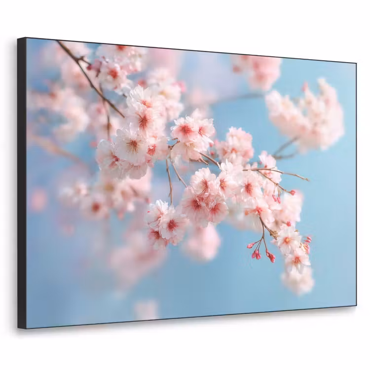 Takken - Bloesems - Roze Textielframe zwart klein -3d