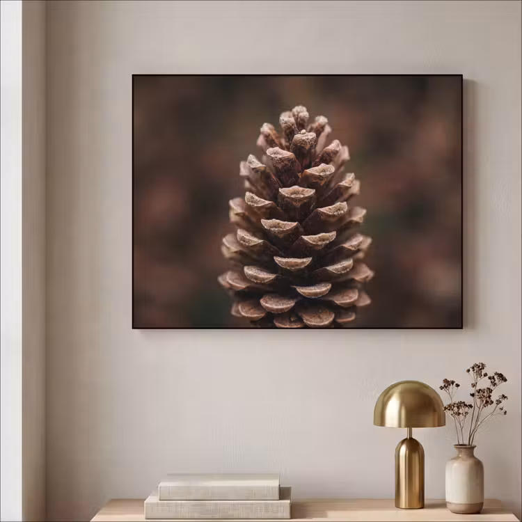 Dennenappel - Bos - Herfst - Bruin - Sfeervol Textielframe zwart klein -sfeer2