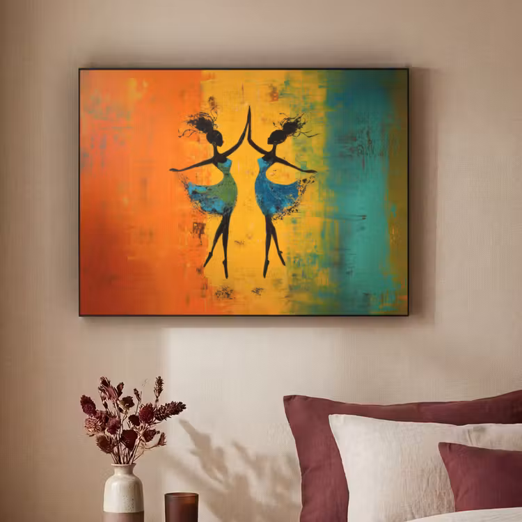 Dansen - Vrouwen - Verfstructuur Textielframe - compleet frame klein -sfeer1