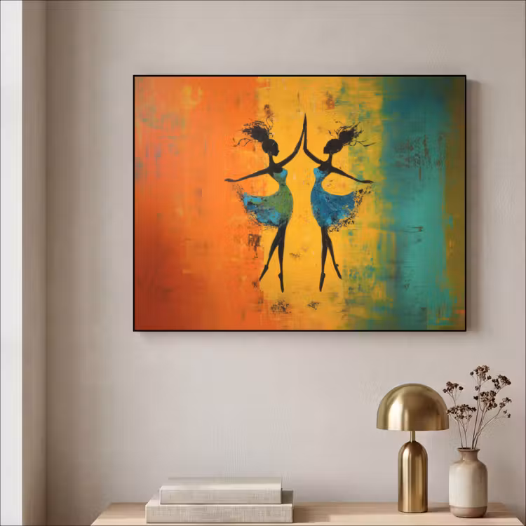 Dansen - Vrouwen - Verfstructuur Textielframe - compleet frame klein -sfeer2