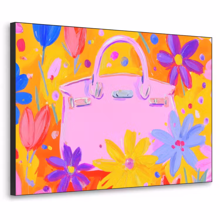 Tas - Roze - Bloemen Textielframe - compleet frame klein -3d