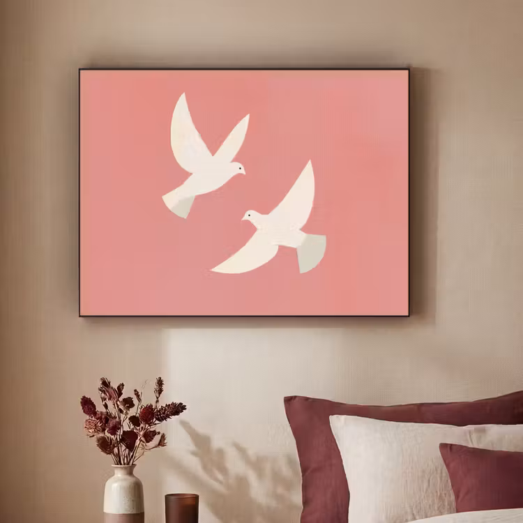 Duiven - Wit - Sierlijk Textielframe - compleet frame klein -sfeer1
