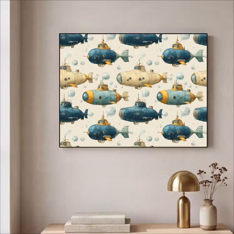 Duikboot - Fantasie - Kleurrijk Textielframe zwart klein 947 -sfeer2