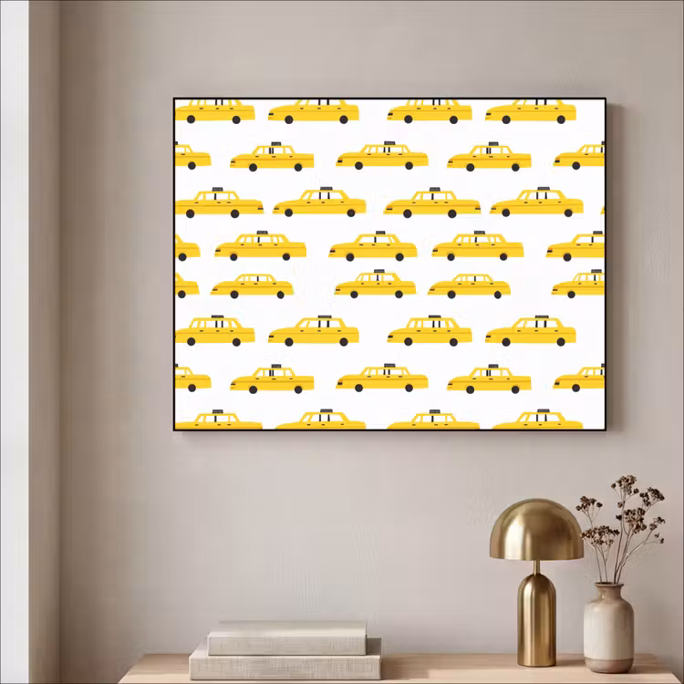 Taxi - Iconisch - Geel Textielframe zwart klein 947 -sfeer2