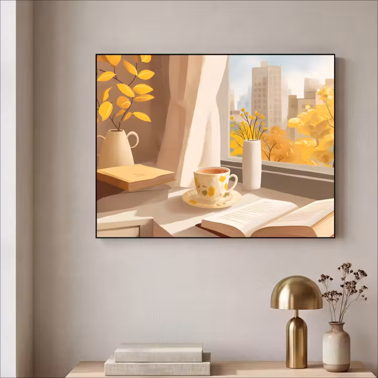 Thee - Boek - Thee - Herfst Textielframe zwart klein -sfeer2