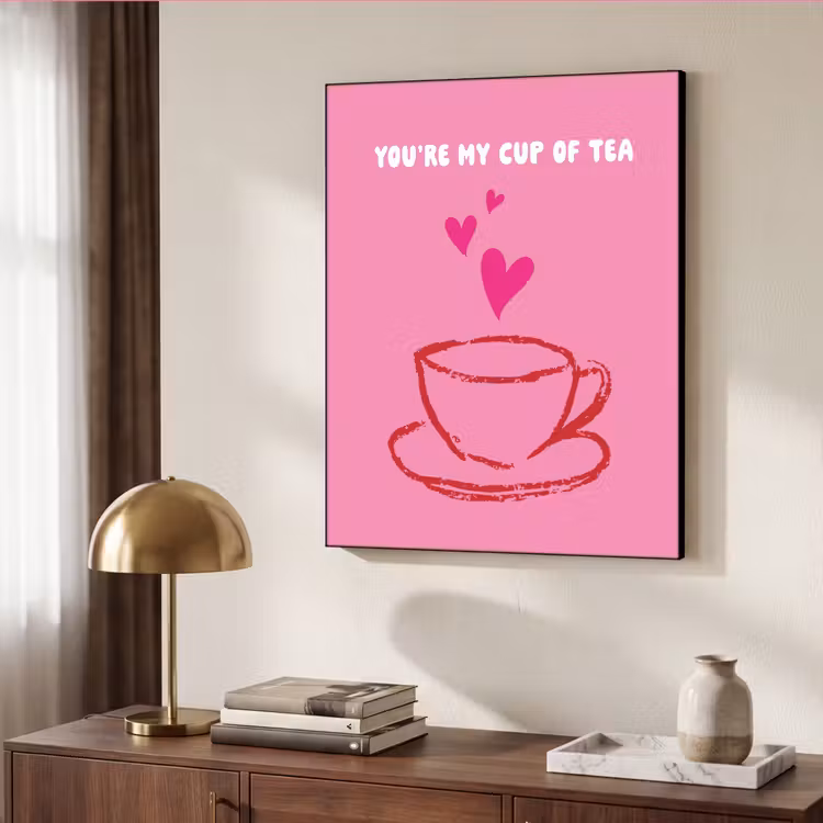 Thee - Roze - Valentijn - Tekst Textielframe zwart klein -sfeer3