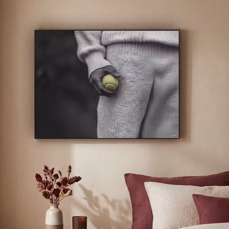 Tennisbal - Zwart - Wit Textielframe zwart klein -sfeer1