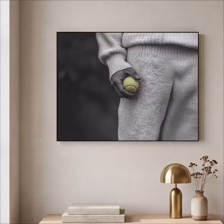Tennisbal - Zwart - Wit Textielframe - compleet frame klein -sfeer2