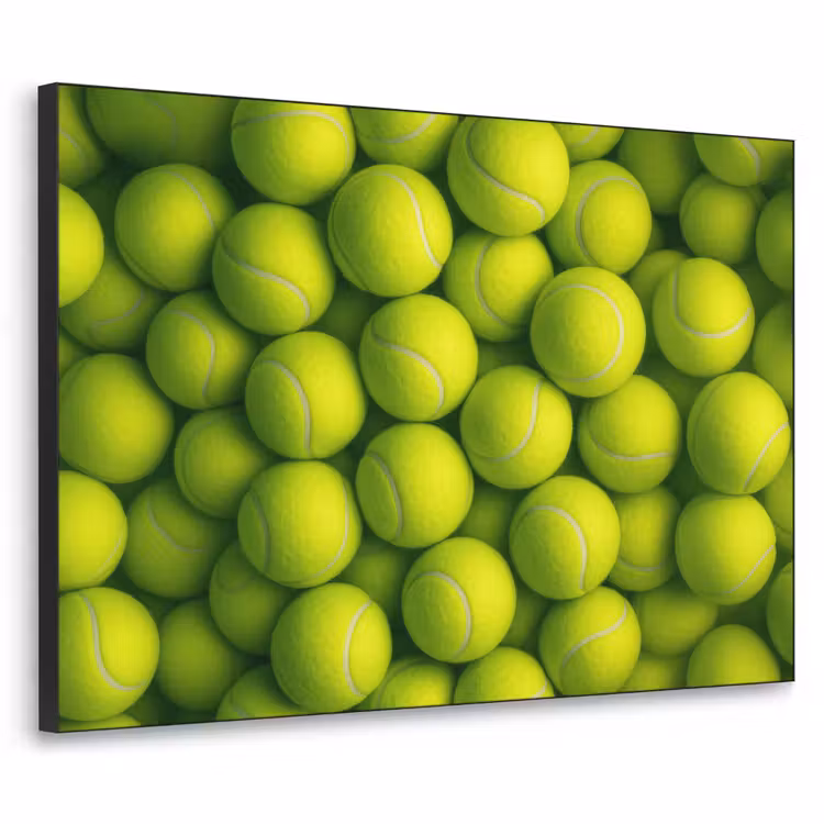 Tennisballen - Bal - Geel Textielframe zwart klein -3d