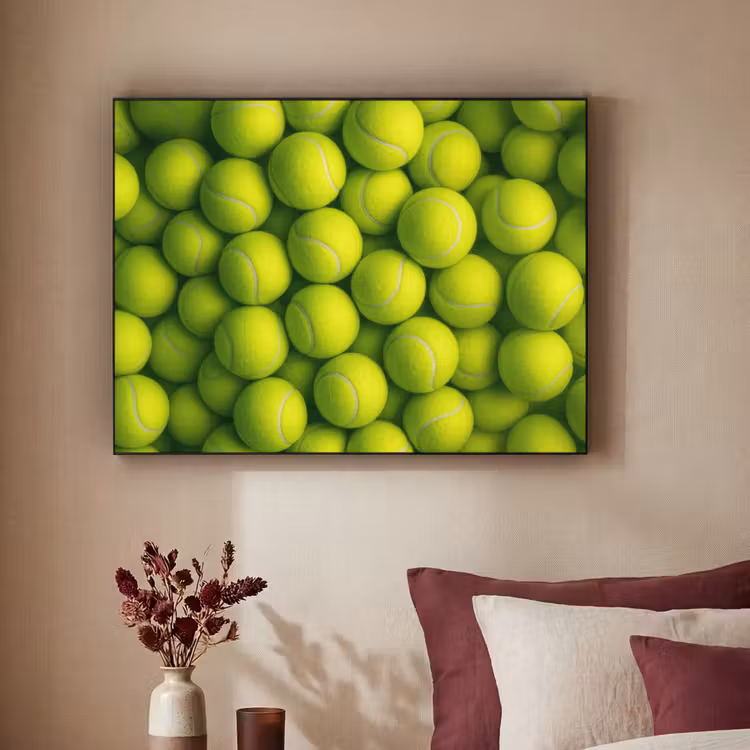 Tennisballen - Bal - Geel Textielframe zwart klein -sfeer1