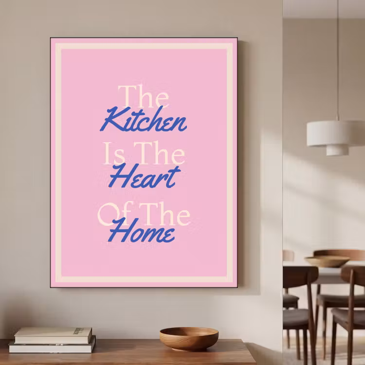 Tekst - Blauw - Keuken - Kader Textielframe zwart klein -sfeer2