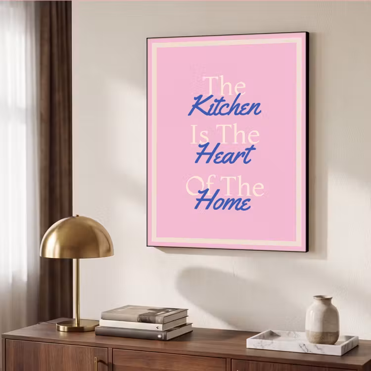 Tekst - Blauw - Keuken - Kader Textielframe zwart klein -sfeer3