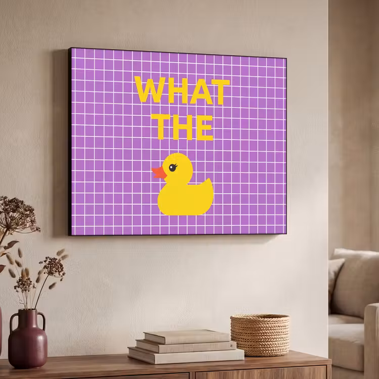 Art Frame - Text - Ente - Lila - Tekst - Eend - Paars Textielframe zwart klein